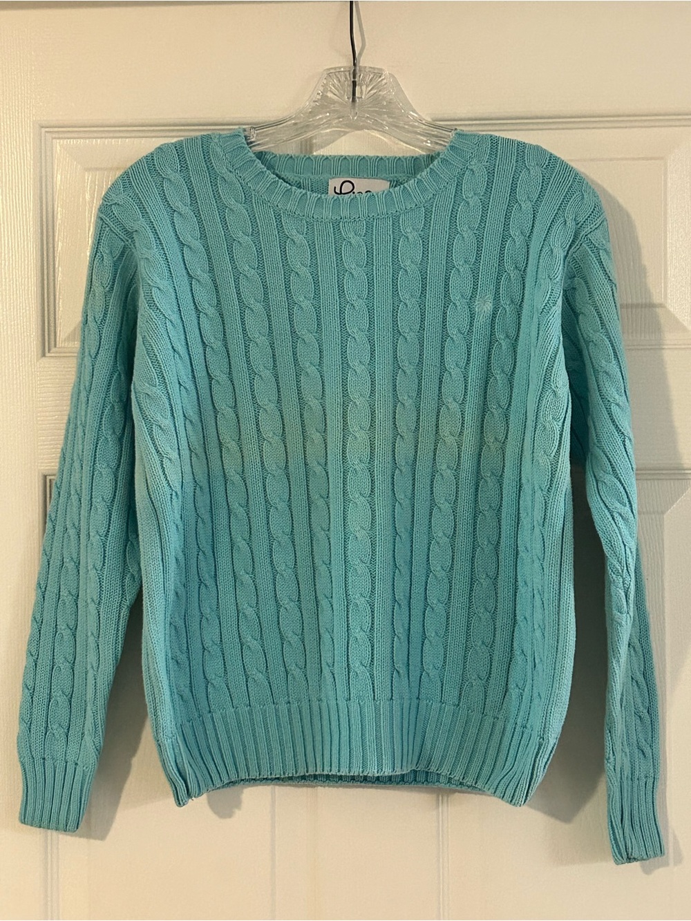 Lilly Pulitzer Vintage 100% Cotton Cable Knit Crew Neck Sweater Small